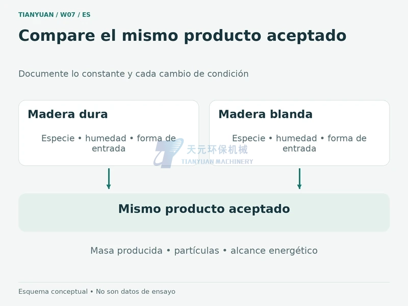 Ensayos comparables de madera dura y blanda orientados al mismo producto aceptado