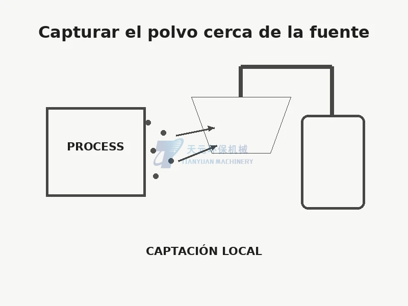 Captación localizada de polvo cerca de la fuente del proceso