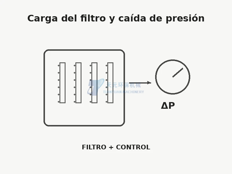 Carga del filtro y control de presión diferencial en captación de polvo